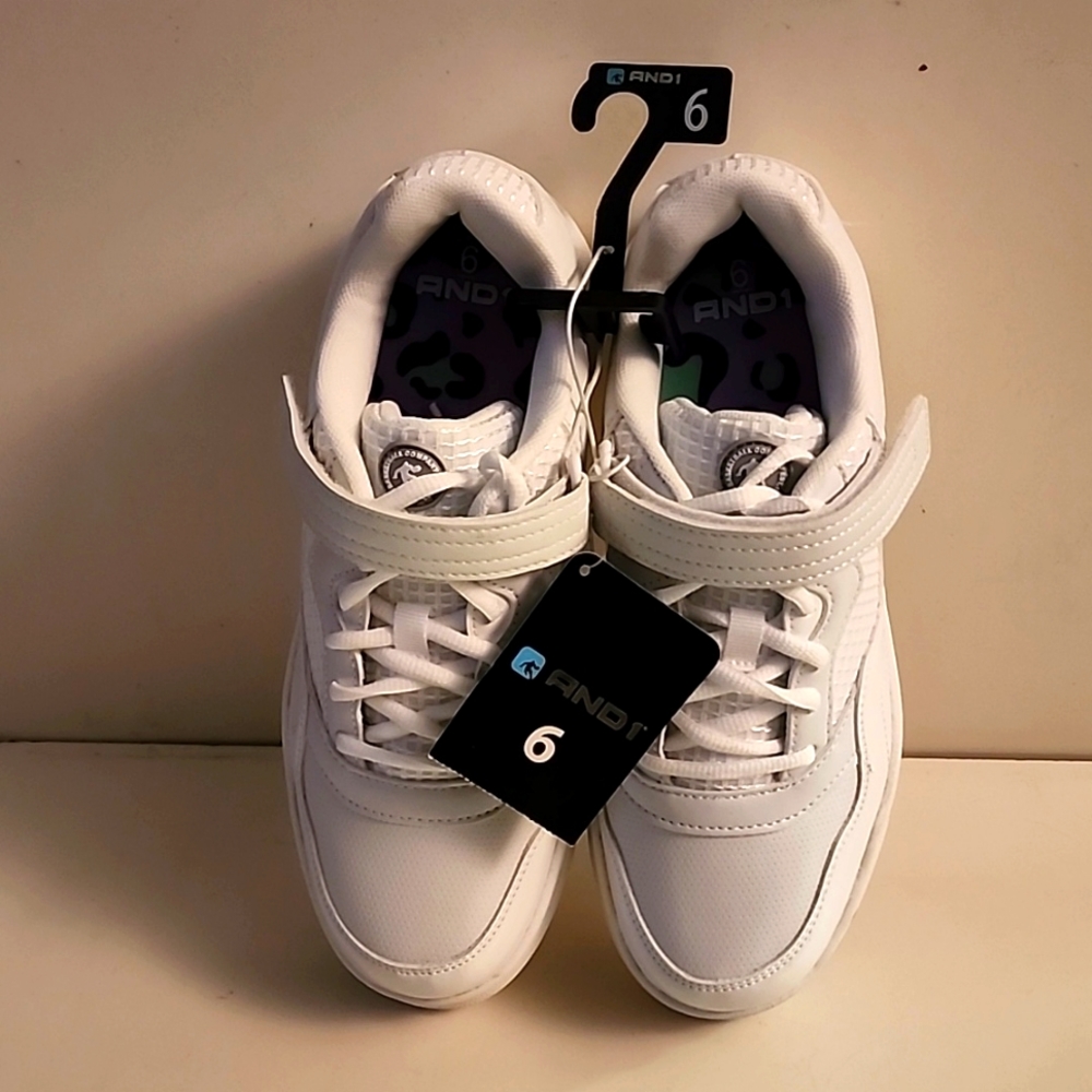 UNISEX AND 1 Platform Velcro White Athletic Sneakers Little-Big Girl Size 6 - Picture 3 of 9